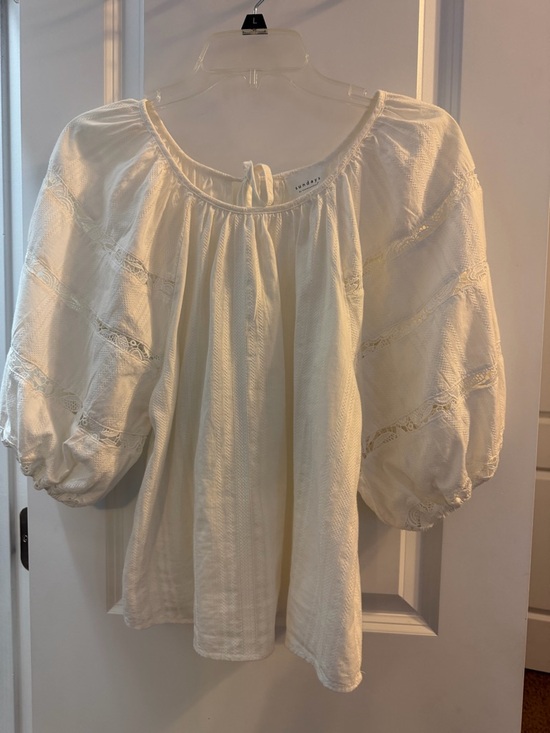 sundays Tops - sundays Cream Boho Puff-Sleeve Peasant Top